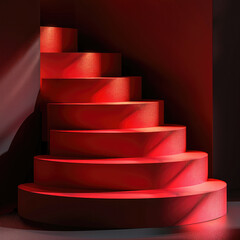 Aufkleber - 4 red podium. light falls on the podiums. 3D style.