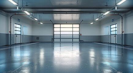 Aufkleber - Modern empty garage, simple and uncluttered.