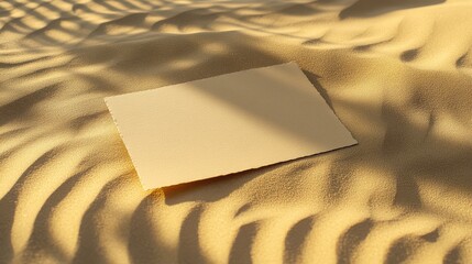 Poster - Delicate Kraft Card on Soft Desert Sand Surface