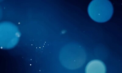 Wall Mural - blue glowing lights against a dark background. sparkling particles and bokeh lights create a magical