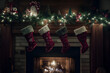 © Joesunt - Cozy Christmas Fireplace with Stocking:  A warm and inviting fireplace with stockings hanging above, creating a festive and nostalgic Christmas atmosphere.