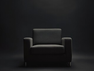 Wall Mural - Black Chair in Dimly Lit Room