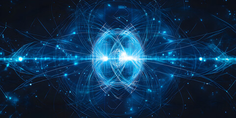 Poster - cosmic energy: a mesmerizing abstract image of swirling blue light, evoking feelings of cosmic energ