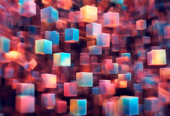 colourful semitransparent colorful kaleidoscope generative dimensional effect geometric square minimalistic banner three light holographic pixel futuristic clear rainbow prism abstract computer gradie