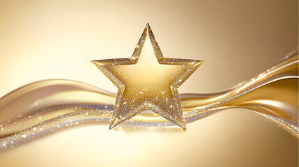 Sticker - Golden star with a glittering background.