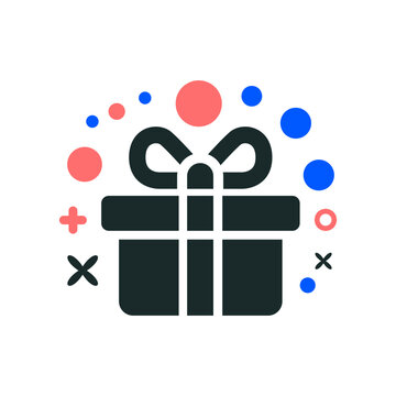 Gift box icon in a modern style, featuring clean lines and a minimalist design. Perfect for e-commerce, holiday promotions, or any creative project. Vector illustration on a white background, offering