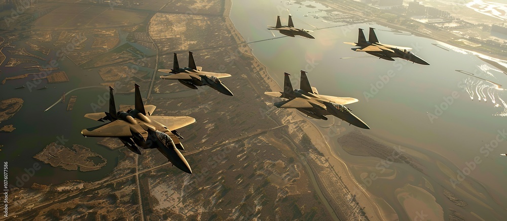 F-15 Eagle Fighter Jets in Formation Stock Illustration | Adobe Stock