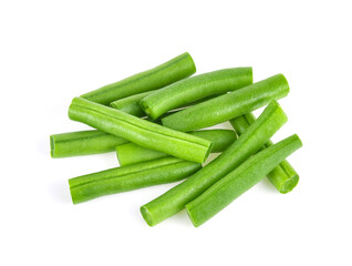 Wall Mural - Green beans isolated on white background.