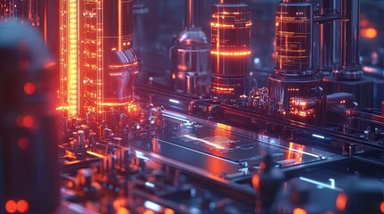 Poster - Futuristic Cityscape in Neon Glow
