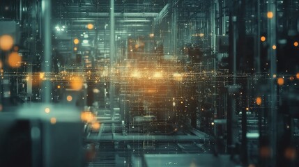 Poster - Abstract Technology Background with Glowing Particles