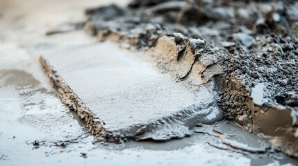 Aufkleber - Detailed shot of a pile of ceramic tile adhesive and wet cement, highlighting texture and smooth surface.