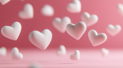 Poster - Floating hearts in motion, set against a soft pink background, with a gentle, dreamy feel perfect for Valentine Day.