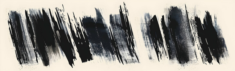 Poster - Black brush strokes on a white background
