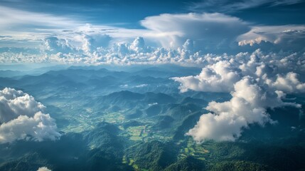 Poster - The sky is filled with clouds and the mountains are visible in the distance