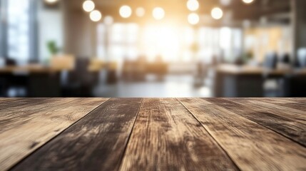 Poster - A wooden table with a blurry background