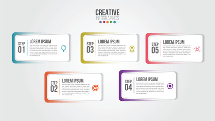 Wall Mural - business infographic design template with icons and 5 numbers options or steps. can be used for proc