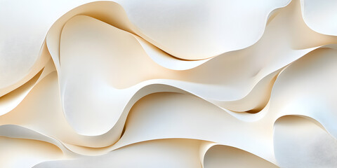 Poster - Abstract Paper Waves: A mesmerizing close-up of textured, undulating paper, creating a dynamic and abstract composition. The soft, warm tones evoke a sense of tranquility and elegance. 