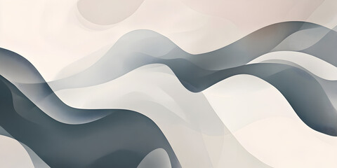 Poster - Fluid Abstract: Serene Grey and White Waves 