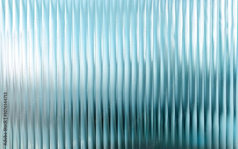 Stripes Translucent Reeded glass visual effect texture. Abstract blue background with ...