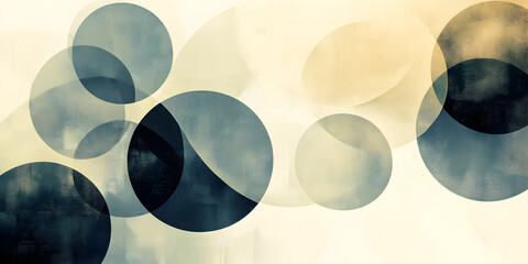 Poster - abstract circles: a minimalist abstract design with overlapping circles in muted blue and beige tone