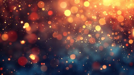 Poster - A dreamy bokeh background depicting twinkling white and multicolored Christmas lights against a dark night sky.