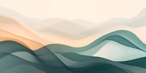 Poster - Serene Teal and Peach Abstract Landscape 