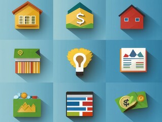 Poster - Flat Design Business Icons.