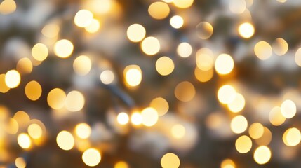 Poster - A dreamy bokeh background depicting twinkling white and multicolored Christmas lights against a dark night sky.