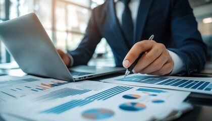 Aufkleber - Businessman Analyzing Data.