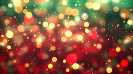 Poster - A dreamy bokeh background depicting twinkling white and multicolored Christmas lights against a dark night sky.