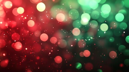 Poster - A dreamy bokeh background depicting twinkling white and multicolored Christmas lights against a dark night sky.