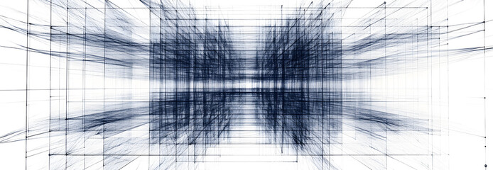 Poster - Abstract Digital Structure: Exploring the depths of a digital realm, this image showcases an intricate, wireframe structure, hinting at complex systems and unseen dimensions.