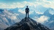 © sumaji - Businessman Standing on Mountain Peak with a View of Snowy Mountains