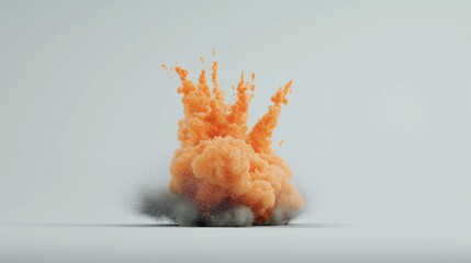 Poster - Explosive Orange Cloud Burst on Isolated White Background Creating an Artistic Visual Effect for Creative Projects and Design Use