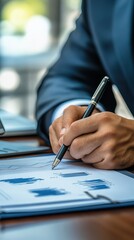 Poster - Businessman analyzing financial charts.