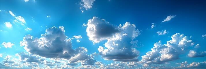 Poster - wind turbine standing tall against a picturesque blue sky with fluffy white clouds set against an is
