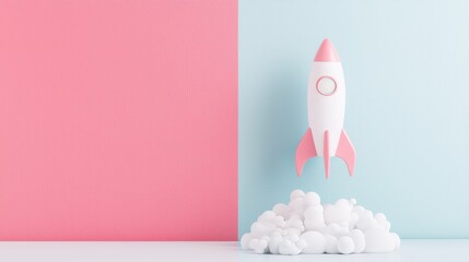 Poster - A split screen image showcasing the contrast between a traditional office setting and a modern, collaborative workspace equipped with advanced technology and a rocket graphic soaring across both