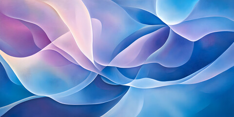Poster - Abstract Flow: A mesmerizing abstract artwork featuring flowing, translucent layers of blue, purple, and pink hues. The delicate lines and soft gradients evoke a sense of movement and serenity.