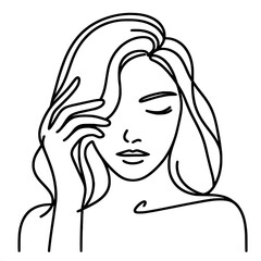 Poster - Minimalist line art: elegant woman with flowing hair