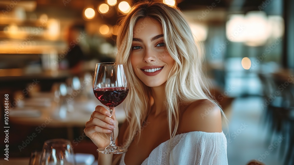 Blonde Sexy woman with red wine, model holding a glass of wine, young ...