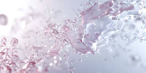 Poster - Liquid Symphony: A captivating abstract image of swirling pink and white liquid, creating a dynamic and ethereal pattern. The light and airy feel evokes a sense of movement and fluidity.