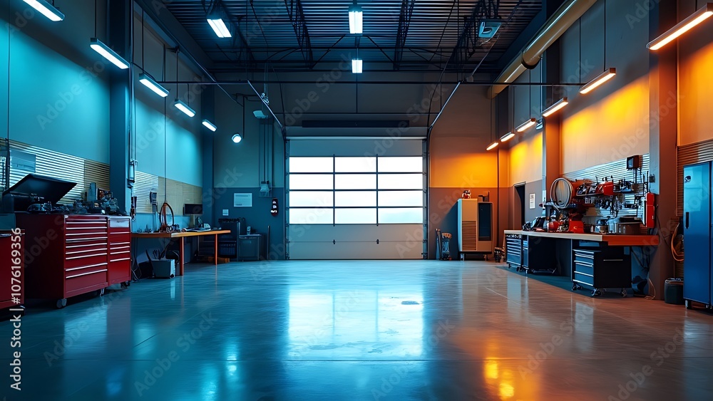 Foto Empty workshop with a lift in a car repair station do Stock ...