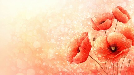 Aufkleber - Enhance your space with a simple and elegant poppy graphic on a soft light background for a touch of nature