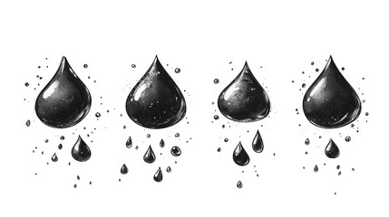 Wall Mural - closeup of dynamic water droplets in motion against contrasting black background