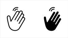 Hand wave icon set, waving hi or hello. vector illustration on white background