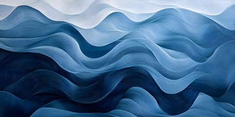 Poster - Abstract Blue Wave Patterns: A captivating digital illustration showcasing a mesmerizing symphony of undulating blue waves. The artwork evokes a sense of tranquility and depth.