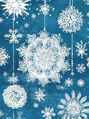 Wall Mural - blue snowy background