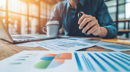 Poster - Businessman analyzing financial data.