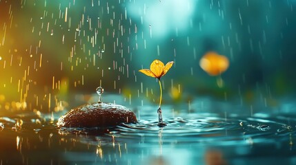 Aufkleber - Experience the beauty of a falling raindrop hitting water in slow motion high fidelity