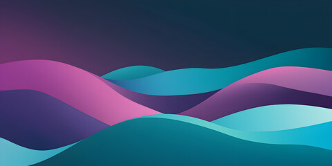 Poster - serene teal and purple waves: abstract illustration of flowing, gradient waves in calming teal, purp